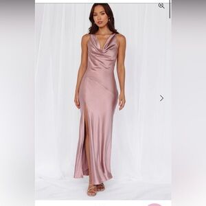 Hello Molly Loretta Cowl Satin Maxi Dusty Pink Dress